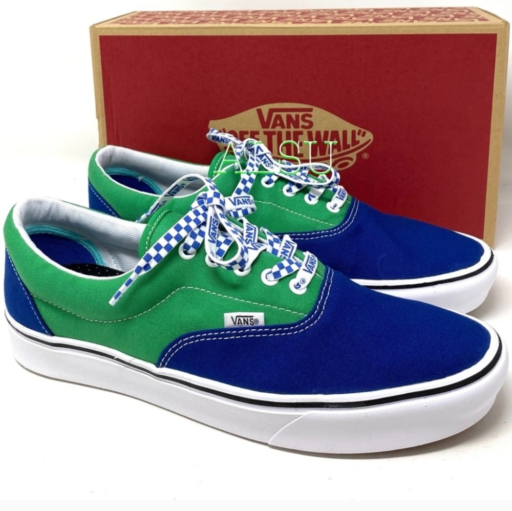Vans Men's Vibrant Blue and Green Sneakers